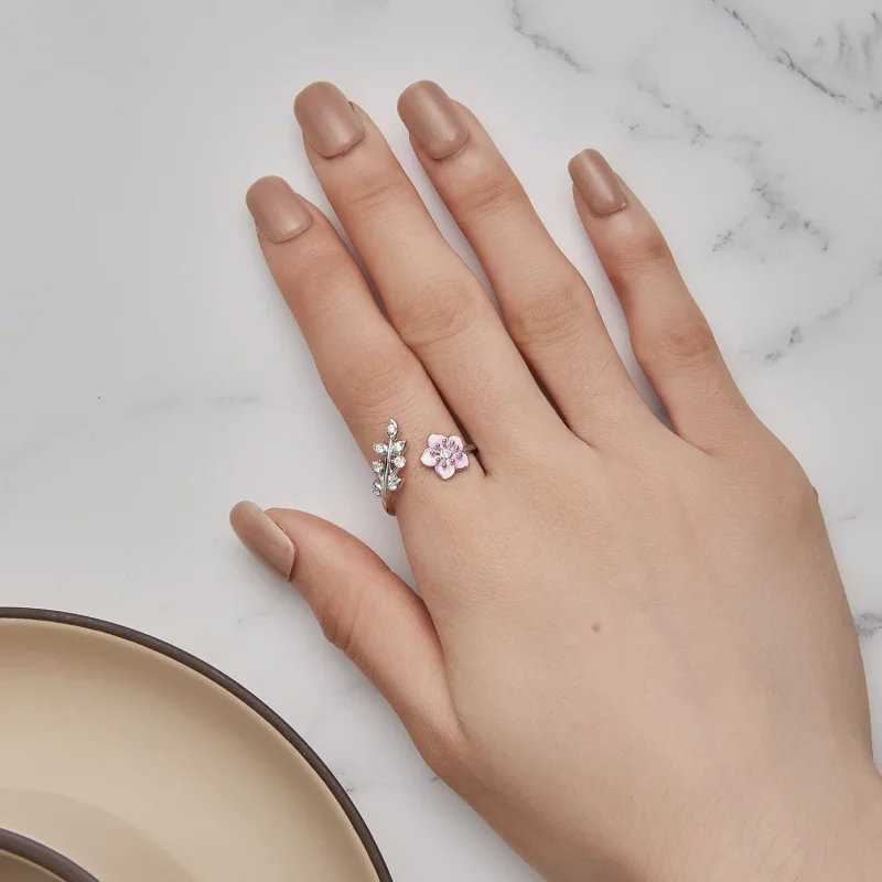 (imagine pentru) Inel deschis cu floare de cireș de stil Pandora - BSR438 - Vizualizare 5