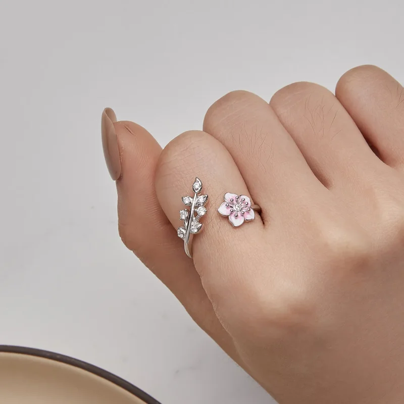 (imagine pentru) Inel deschis cu floare de cireș de stil Pandora - BSR438 - Vizualizare 6