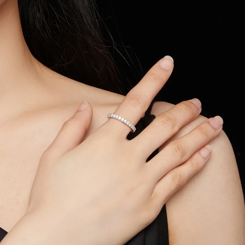 (imagine pentru) Inel fin cu diamante Moissanite în stil Pandora - MSR028 - Vizualizare 5