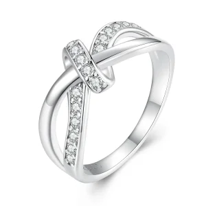 (imagine pentru) Inel Pandora cu model încrucișat și piatră Moissanite - MSR031