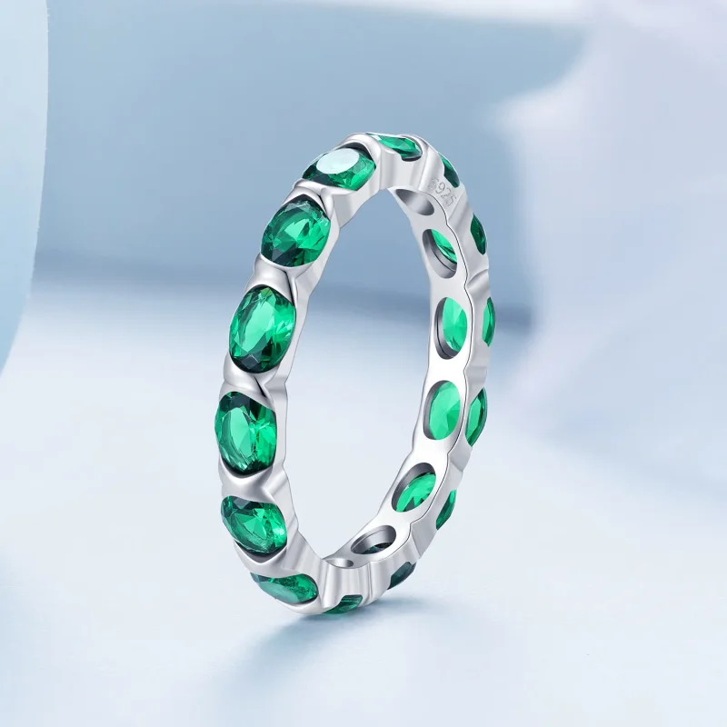 (imagine pentru) Inel Pandora Style cu Paveu complet de Spinel verde - BSR432 - Vizualizare 2