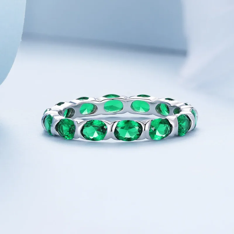(imagine pentru) Inel Pandora Style cu Paveu complet de Spinel verde - BSR432 - Vizualizare 3