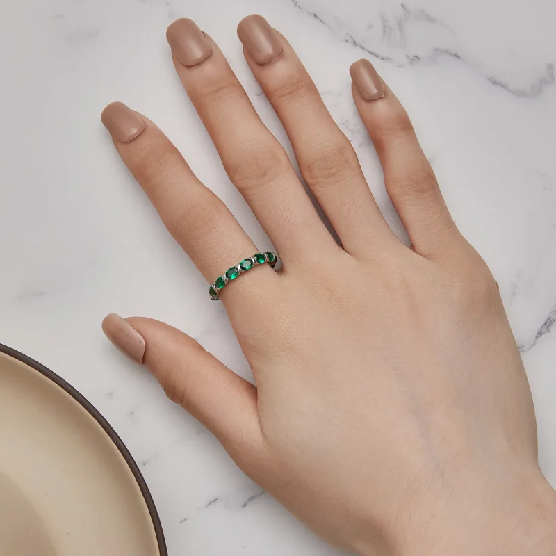 (imagine pentru) Inel Pandora Style cu Paveu complet de Spinel verde - BSR432 - Vizualizare 4