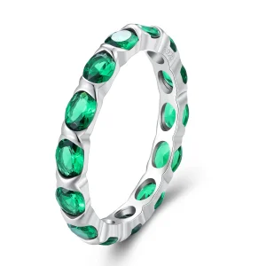 (imagine pentru) Inel Pandora Style cu Paveu complet de Spinel verde - BSR432