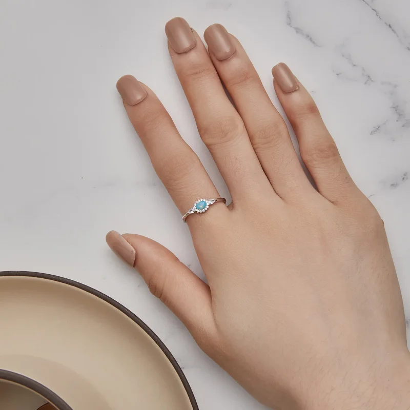 (imagine pentru) Inel stil Pandora cu aquamarină - BSR436 - Vizualizare 5
