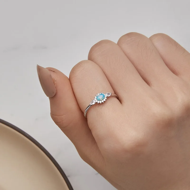 (imagine pentru) Inel stil Pandora cu aquamarină - BSR436 - Vizualizare 6