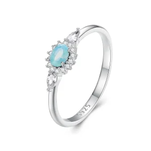 (imagine pentru) Inel stil Pandora cu aquamarină - BSR436