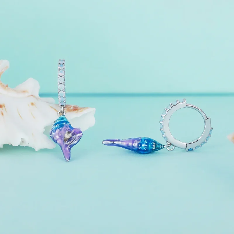 (imagine pentru) Stil Pandora cercei cu cercuri vis Conch - BSE841 - Vizualizare 2