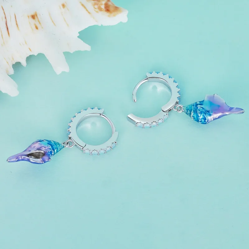 (imagine pentru) Stil Pandora cercei cu cercuri vis Conch - BSE841 - Vizualizare 4