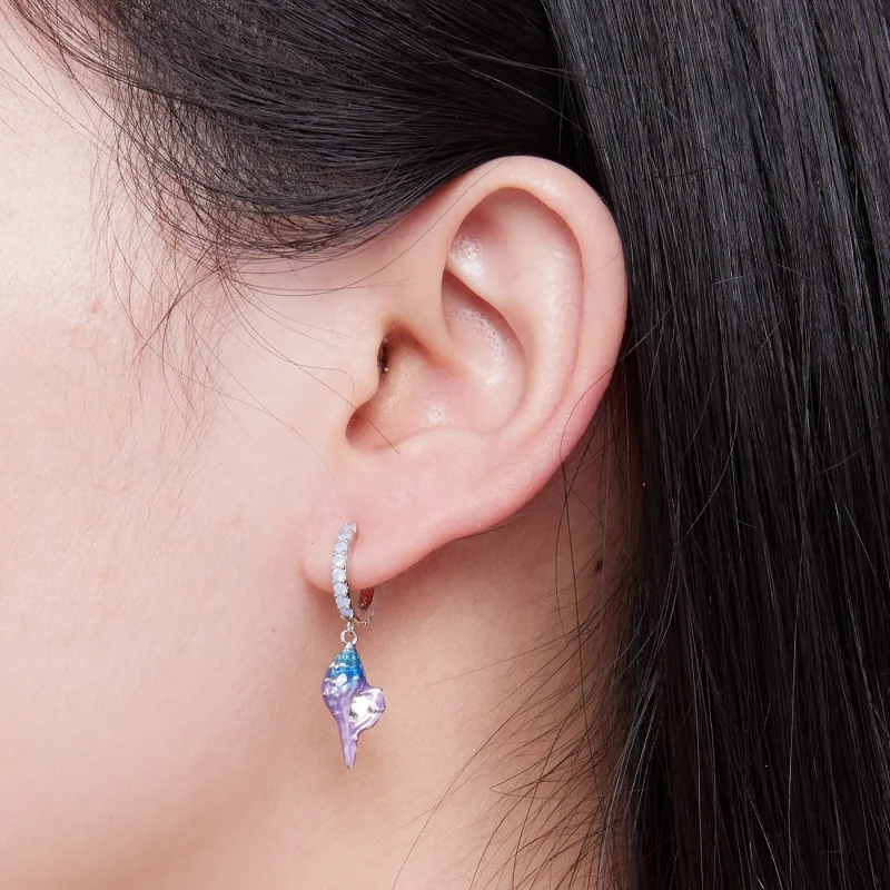 (imagine pentru) Stil Pandora cercei cu cercuri vis Conch - BSE841 - Vizualizare 7