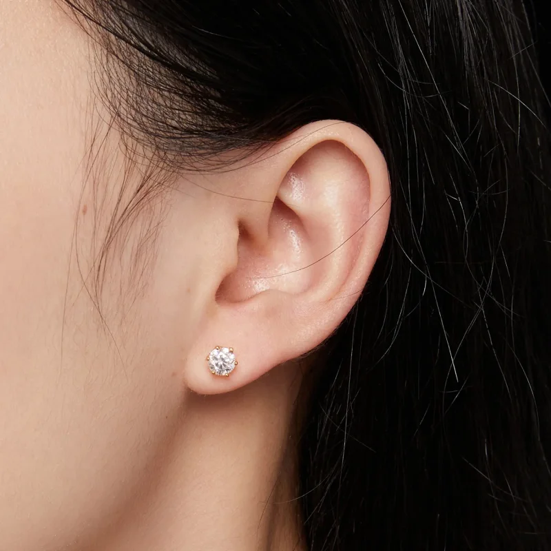 (imagine pentru) Stil Pandora, placate cu aur, cercei cu 0.5 carate de moissanite în șase gheare - Vizualizare 4