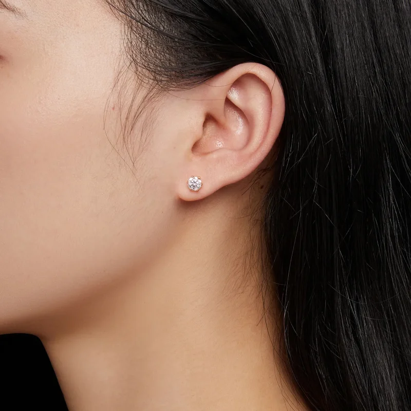 (imagine pentru) Stil Pandora, placate cu aur, cercei cu 0.5 carate de moissanite în șase gheare - Vizualizare 5