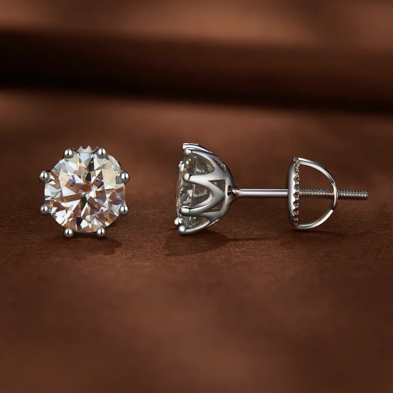 (imagine pentru) Stud Earrings Pandora Style cu Moissanit de 1 Carat - MSE019-L - Vizualizare 2