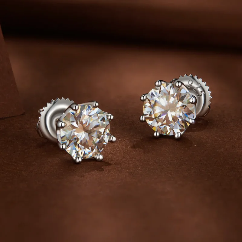 (imagine pentru) Stud Earrings Pandora Style cu Moissanit de 1 Carat - MSE019-L - Vizualizare 3