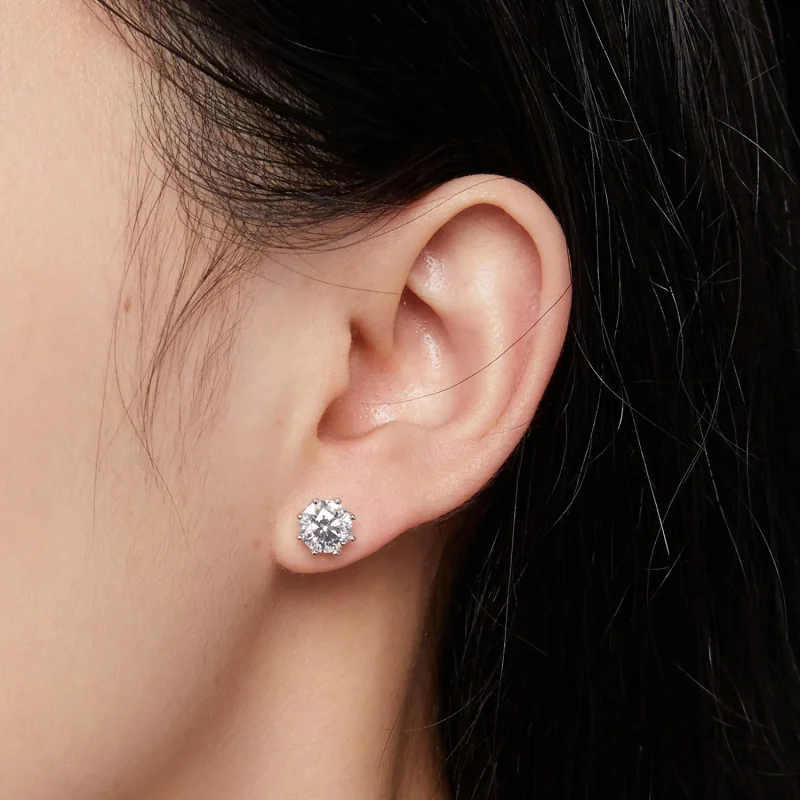 (imagine pentru) Stud Earrings Pandora Style cu Moissanit de 1 Carat - MSE019-L - Vizualizare 4
