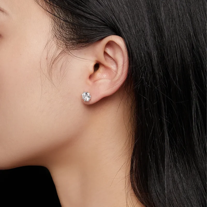 (imagine pentru) Stud Earrings Pandora Style cu Moissanit de 1 Carat - MSE019-L - Vizualizare 5