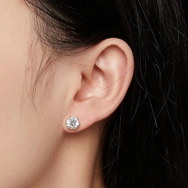 (imagine pentru) Stud earrings Pandora Style cu Moissanite de 1 carat - MSE020-L - Vizualizare 4