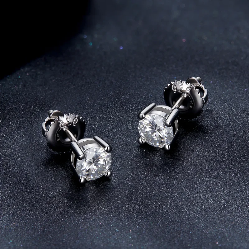 (imagine pentru) Studuri Moissanite cu patru gheare de 0,5 carate, stil Pandora - MSE003-S - Vizualizare 4