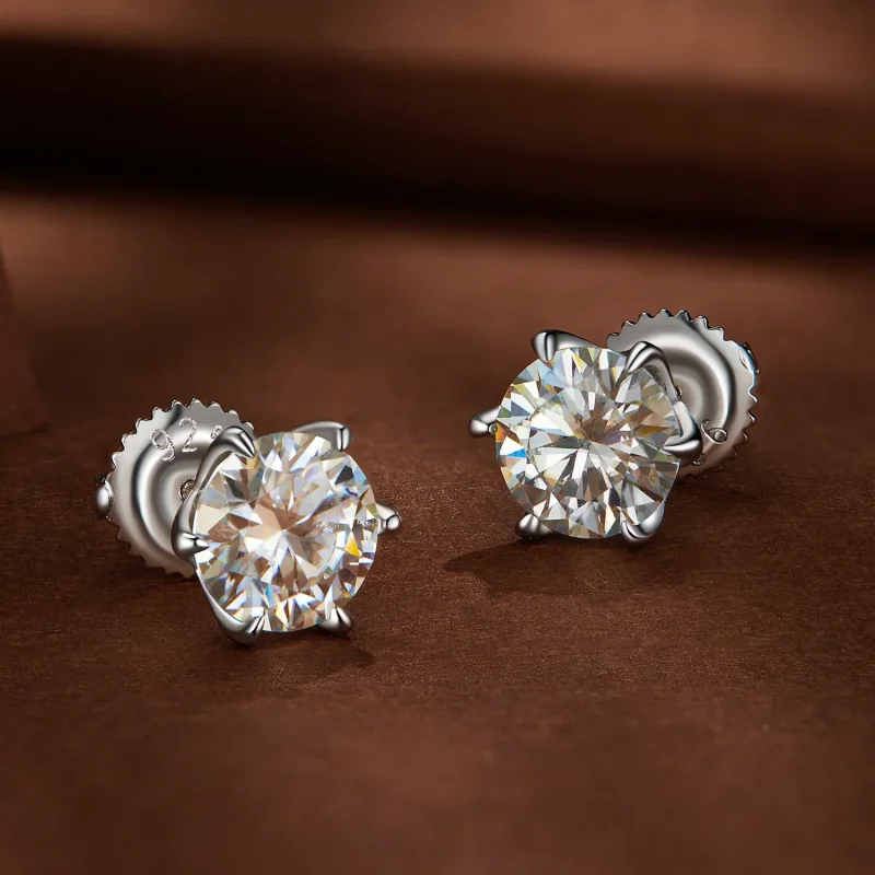 (imagine pentru) Studuri Moissanite în stil Pandora cu 1 carat - MSE021-S - Vizualizare 3