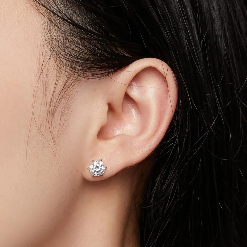 (imagine pentru) Studuri Moissanite în stil Pandora cu 1 carat - MSE021-S - Vizualizare 4
