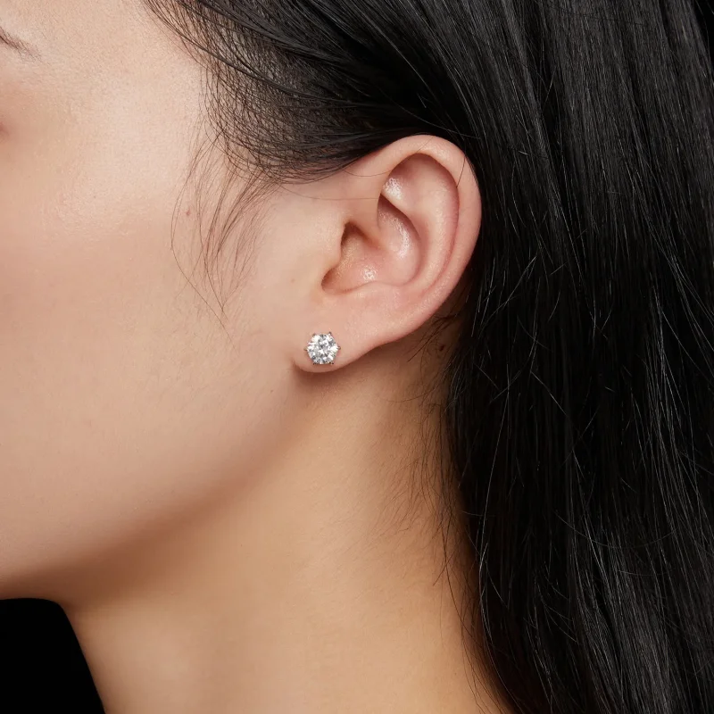 (imagine pentru) Studuri Moissanite în stil Pandora cu 1 carat - MSE021-S - Vizualizare 5