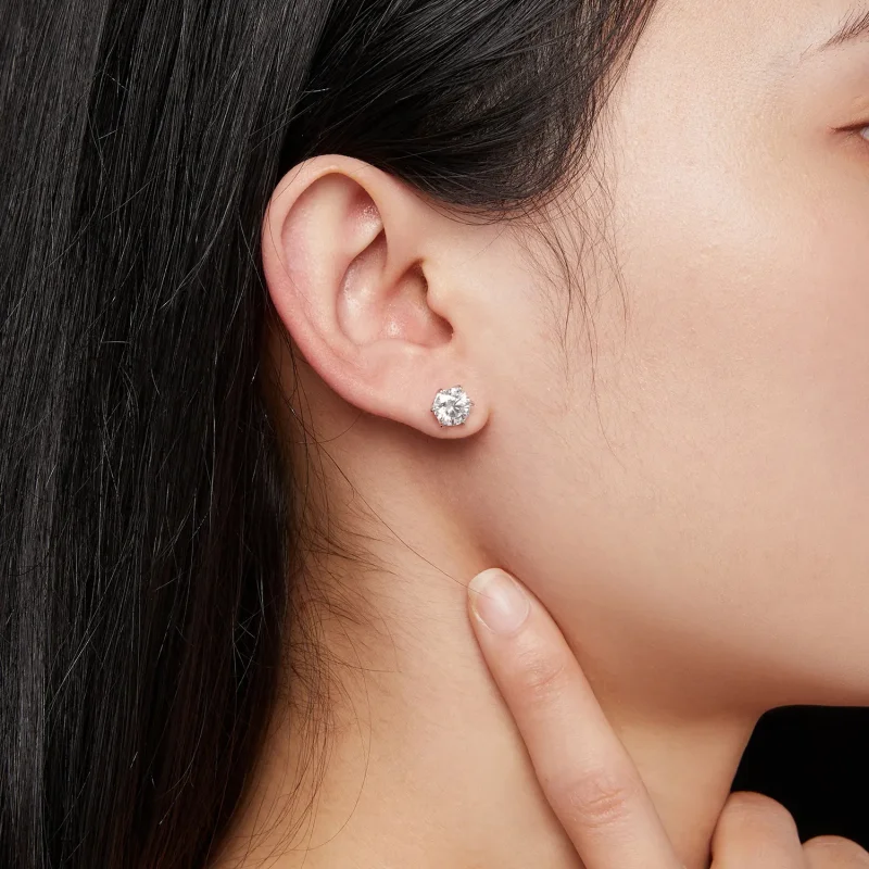 (imagine pentru) Studuri Moissanite în stil Pandora cu 1 carat - MSE021-S - Vizualizare 6