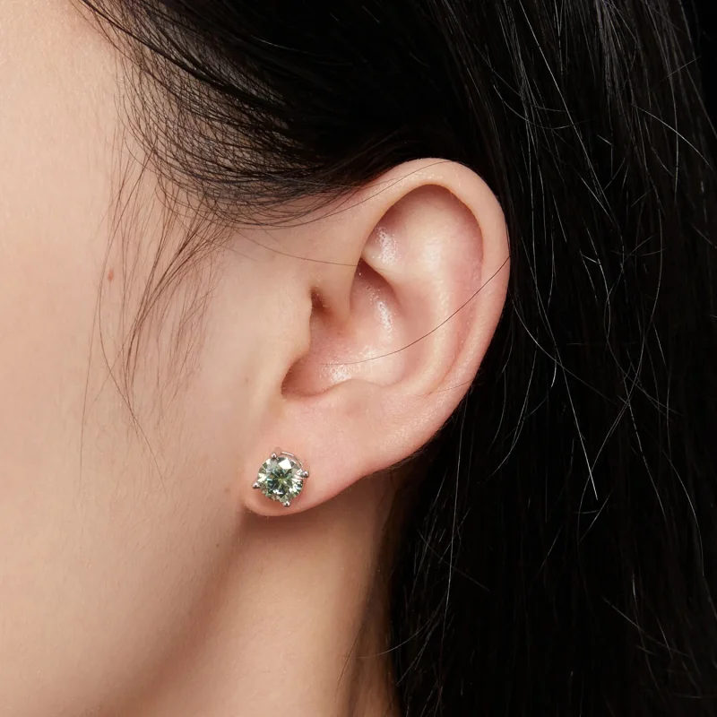 (imagine pentru) Studuri Pandora Style cu Moissanite de un carat și patru gheare - MSE003-CFL - Vizualizare 4