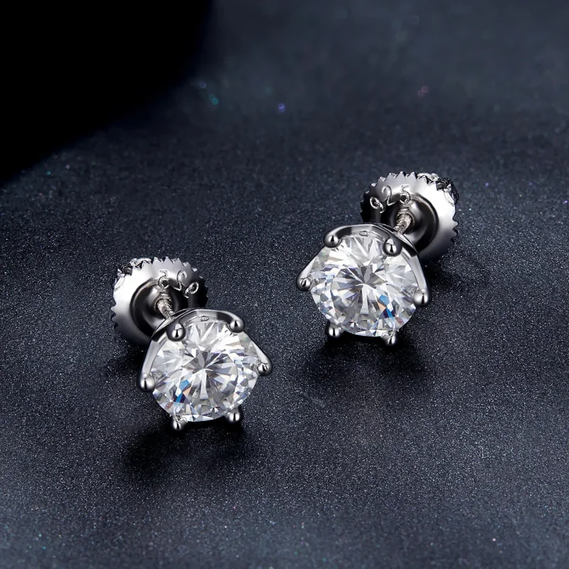 (imagine pentru) Studuri Pandora Style Moissanite cu patru gheare de un carat - MSE004-L - Vizualizare 4