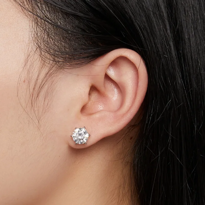 (imagine pentru) Studuri pentru urechi în stil Pandora cu Moissanite de 2 carate - MSE021-L - Vizualizare 5