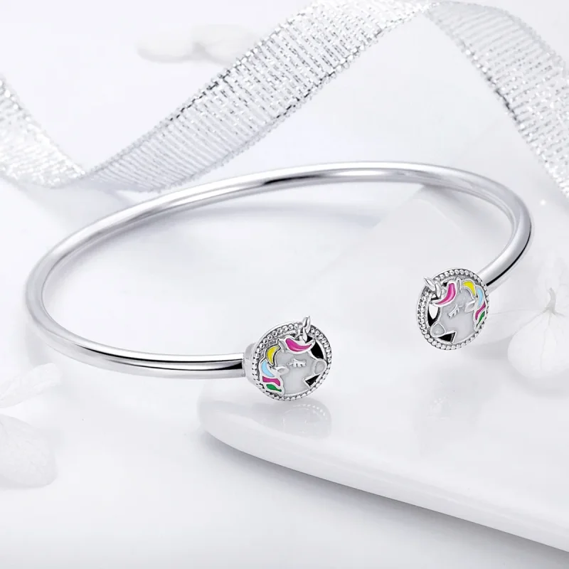 (imagine pentru) Brățară fixă deschisă Tip Pandora cu Memorie Unicorn din argint - SCB082 - Vizualizare 6