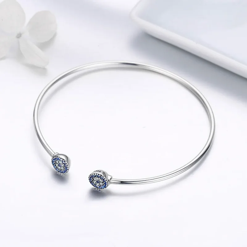 (imagine pentru) Brățară fixă deschisă Tip Pandora cu Stele strălucitoare din argint - SCB058 - Vizualizare 4