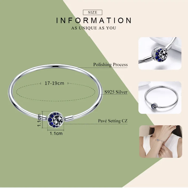 (imagine pentru) Brățară fixă Tip Pandora cu Cer înstelat din argint - SCB080 - Vizualizare 4