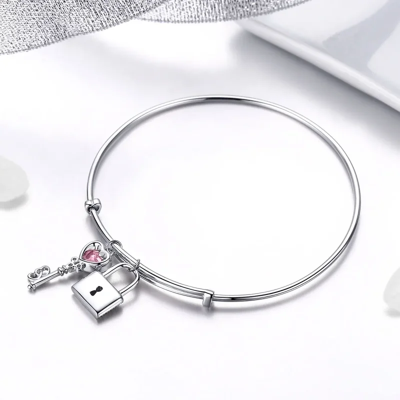 (imagine pentru) Brățară fixă Tip Pandora cu Dragoste lock din argint - SCB127 - Vizualizare 3