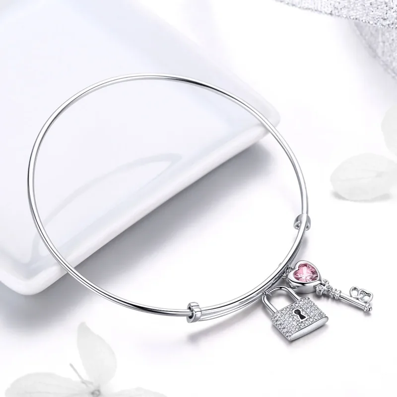 (imagine pentru) Brățară fixă Tip Pandora cu Dragoste lock din argint - SCB127 - Vizualizare 4