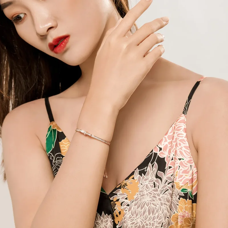 (imagine pentru) Brățară fixă Tip Pandora cu Sweet Bowknot din aur rose - SCB108-C - Vizualizare 2