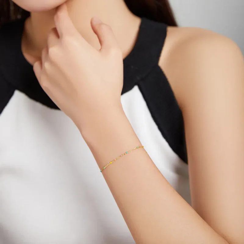 (imagine pentru) Brățară Tip Pandora cu Curcubeu placat cu aur de 14 k - SCB211 - Vizualizare 5
