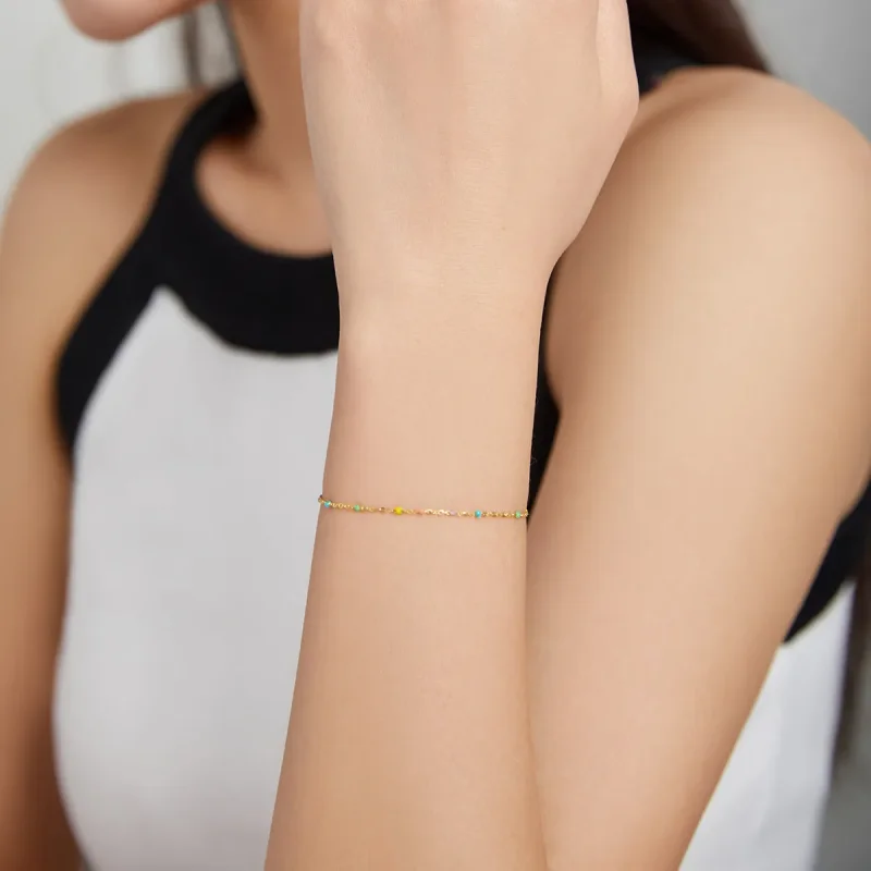 (imagine pentru) Brățară Tip Pandora cu Curcubeu placat cu aur de 14 k - SCB211 - Vizualizare 6