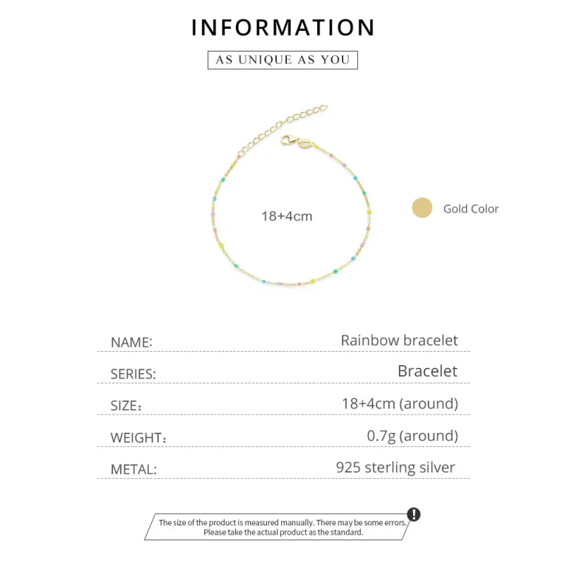 (imagine pentru) Brățară Tip Pandora cu Curcubeu placat cu aur de 14 k - SCB211 - Vizualizare 8