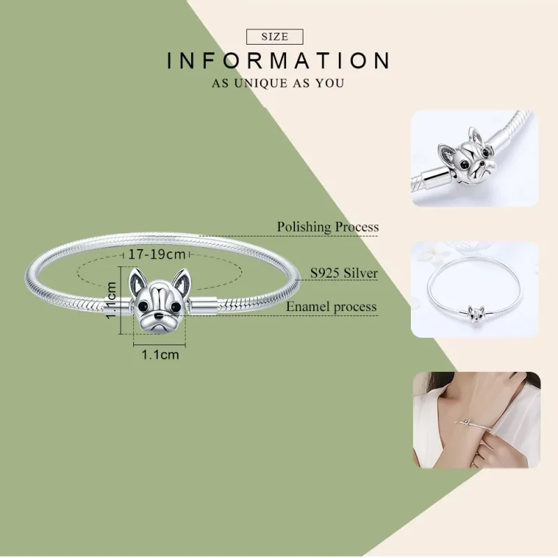 (imagine pentru) Brățară Tip Pandora cu Drăguț Bulldog din argint - SCB075 - Vizualizare 4