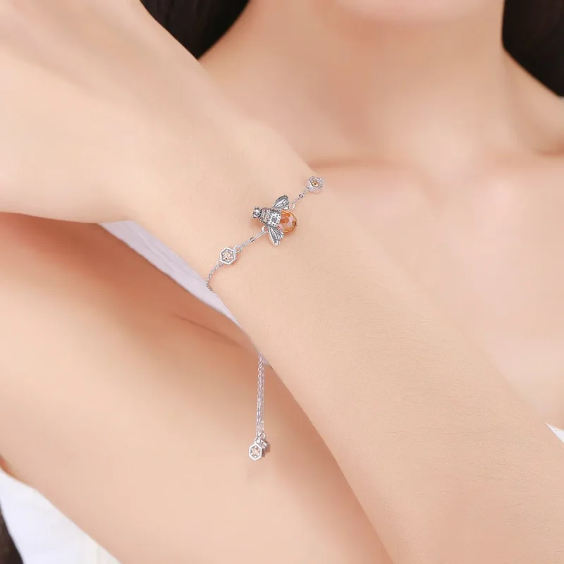 (imagine pentru) Brățară Tip Pandora Dancing Bee din argint - SCB043 - Vizualizare 2