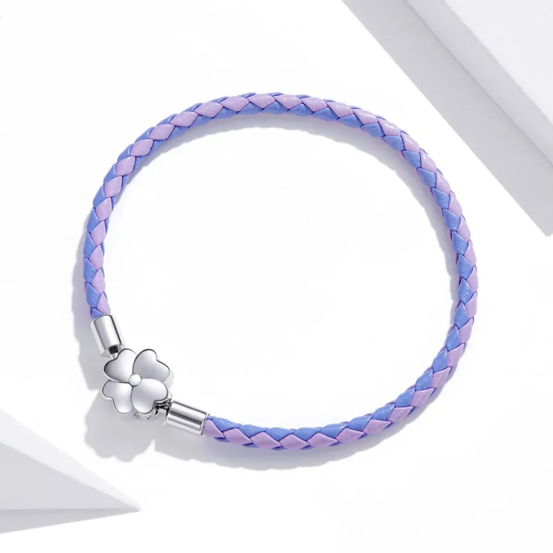 (imagine pentru) Brățară Tip Pandora din Piele Trifoi norocos - SCB214 - Vizualizare 3