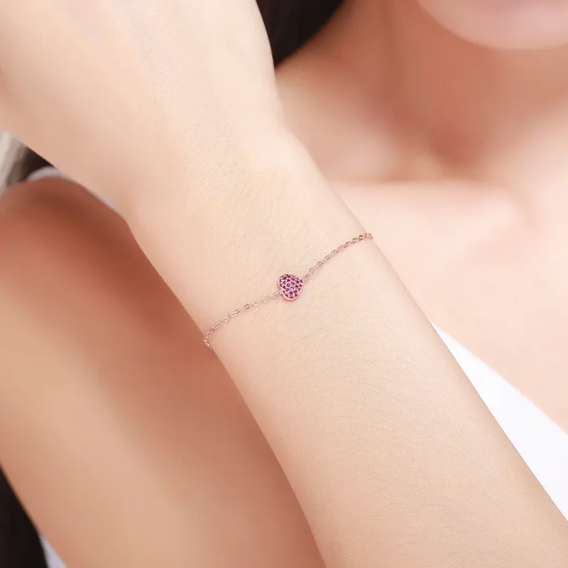 (imagine pentru) Brățară Tip Pandora Inima elegantă din aur rose - SCB050 - Vizualizare 2