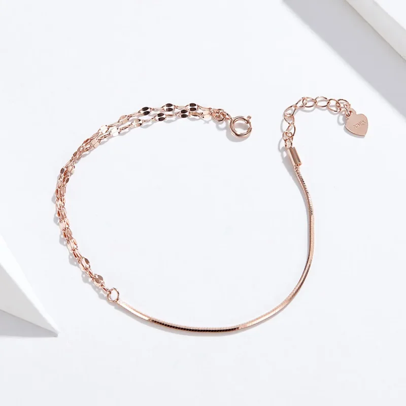 (imagine pentru) Brățară Tip Pandora Linie simplă din aur rose - SCB149 - Vizualizare 3