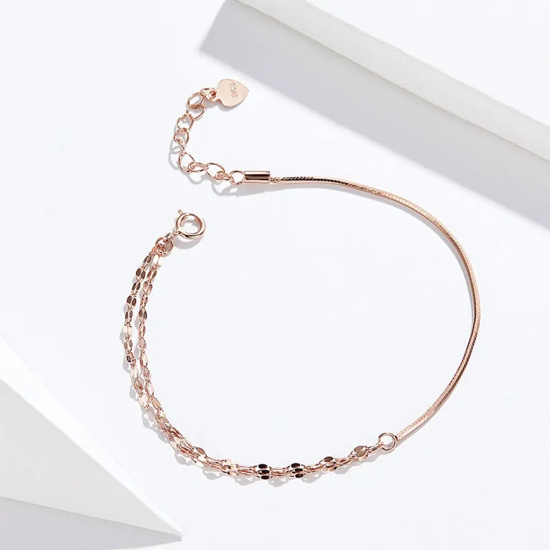 (imagine pentru) Brățară Tip Pandora Linie simplă din aur rose - SCB149 - Vizualizare 4