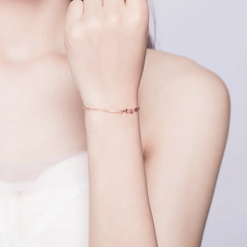 (imagine pentru) Brățară Tip Pandora Linie simplă din aur rose - SCB149 - Vizualizare 6