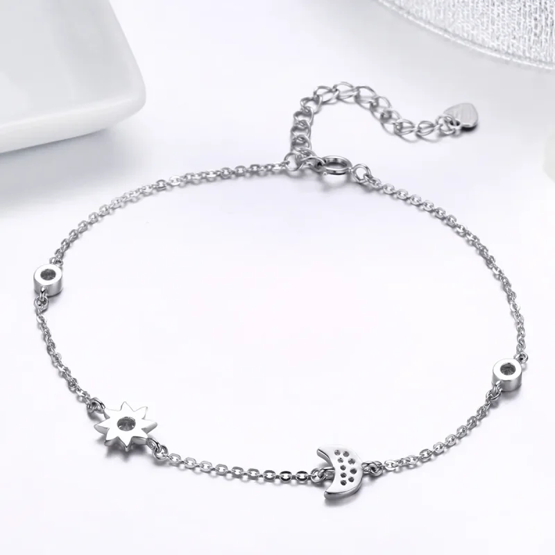 (imagine pentru) Brățară Tip Pandora Luna Soare și Stele din argint - SCB081 - Vizualizare 3
