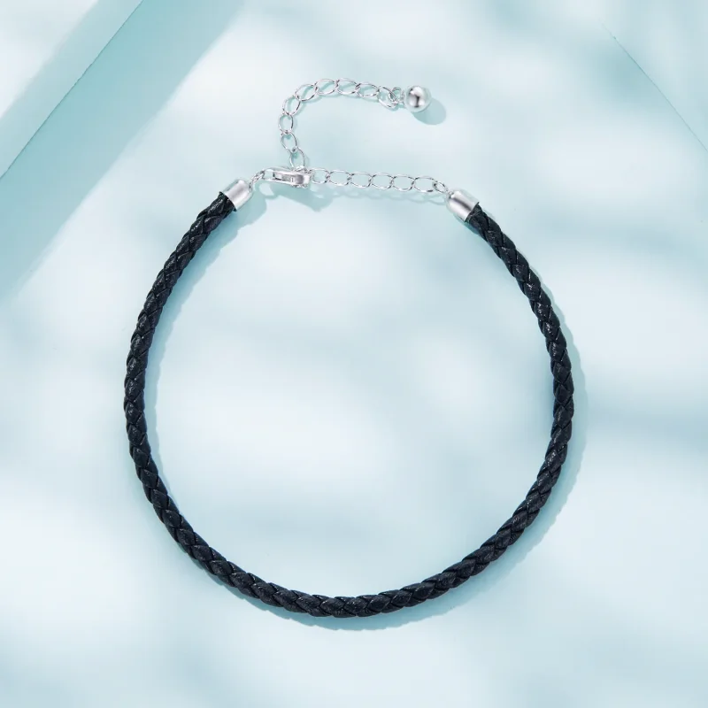 (imagine pentru) Brățară simplă din piele în stil Pandora - SCB243-BK - Vizualizare 4