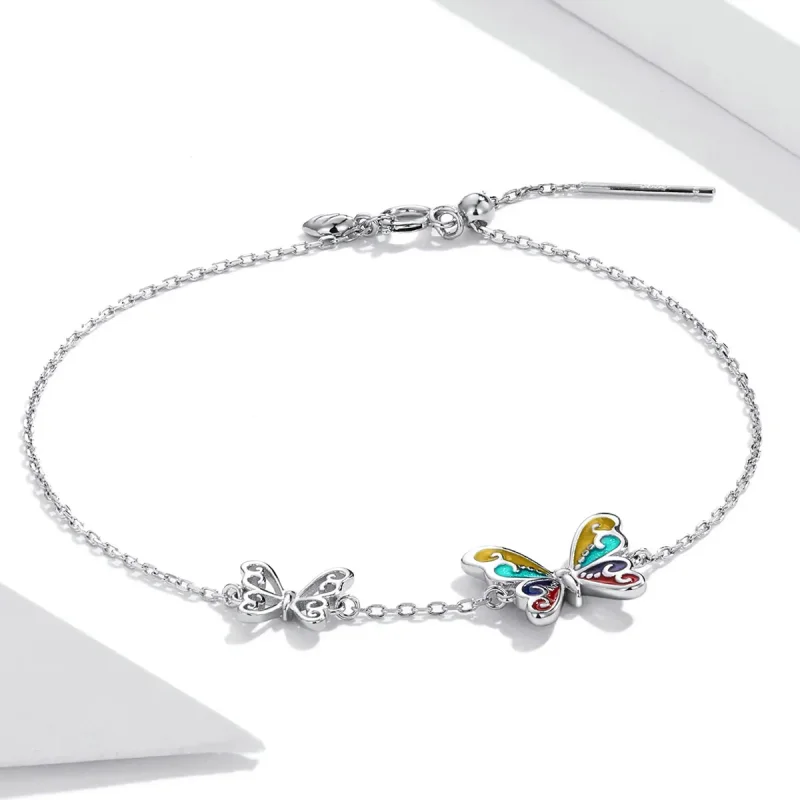(imagine pentru) Bratara cu fluture stralucitor in stil Pandora - SCB228 - Vizualizare 2