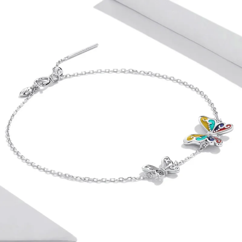 (imagine pentru) Bratara cu fluture stralucitor in stil Pandora - SCB228 - Vizualizare 3