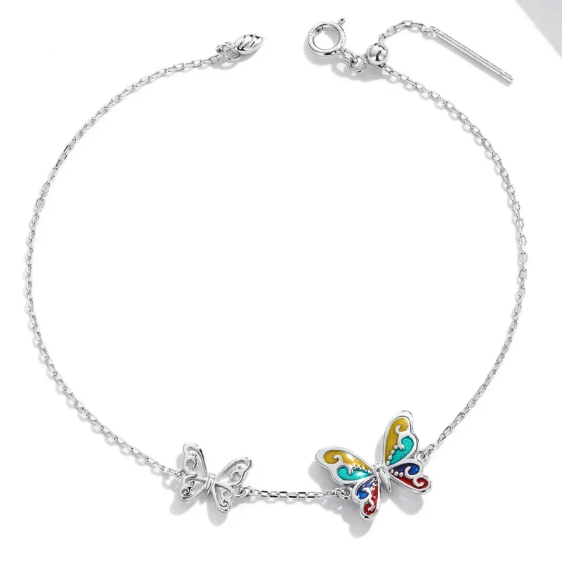 (imagine pentru) Bratara cu fluture stralucitor in stil Pandora - SCB228 - Vizualizare 4